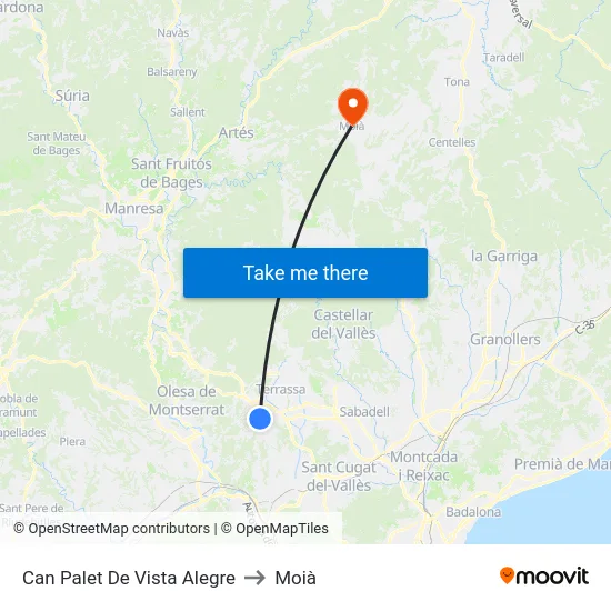 Can Palet De Vista Alegre to Moià map