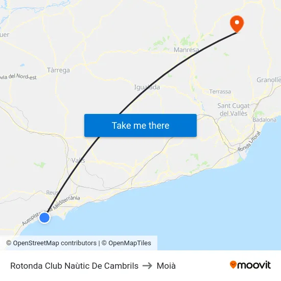 Rotonda Club Naùtic De Cambrils to Moià map