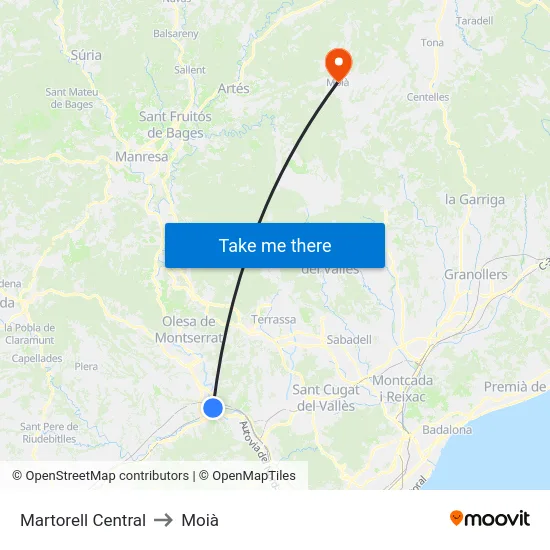 Martorell Central to Moià map