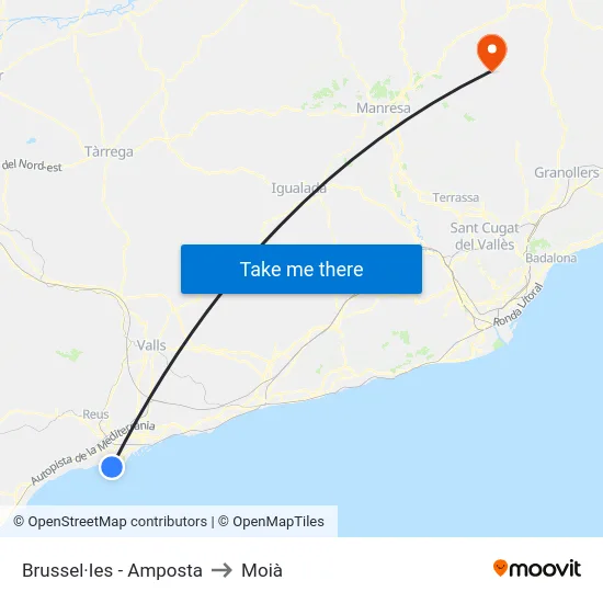 Brussel·Ies - Amposta to Moià map