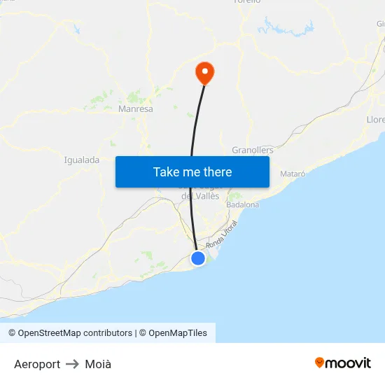 Aeroport to Moià map