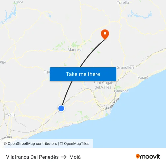 Vilafranca Del Penedès to Moià map