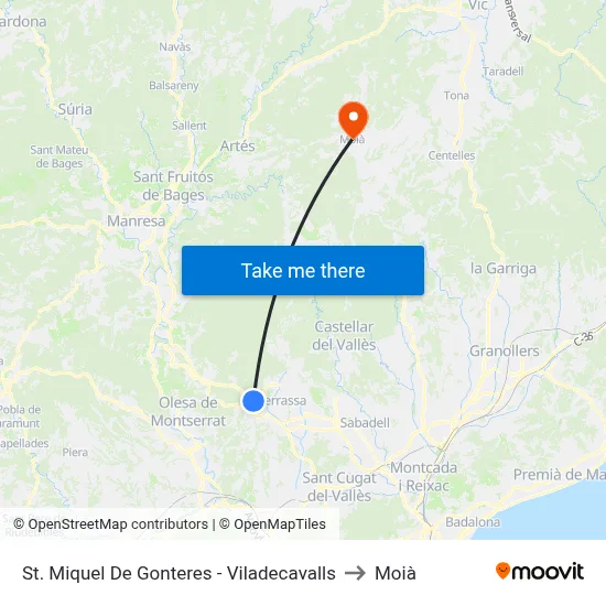St. Miquel De Gonteres - Viladecavalls to Moià map