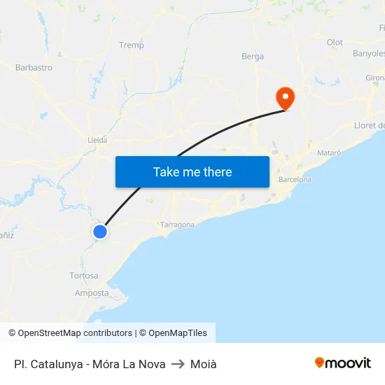 Pl. Catalunya - Móra La Nova to Moià map