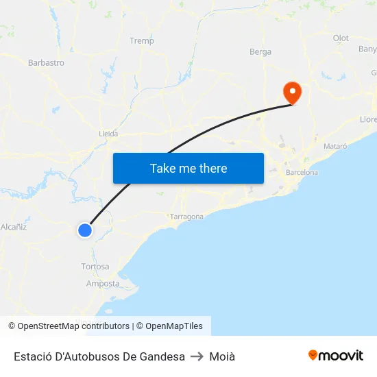 Estació D'Autobusos De Gandesa to Moià map