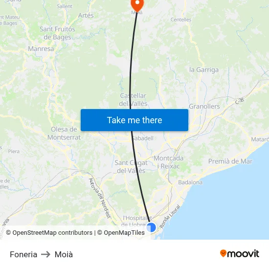 Foneria to Moià map