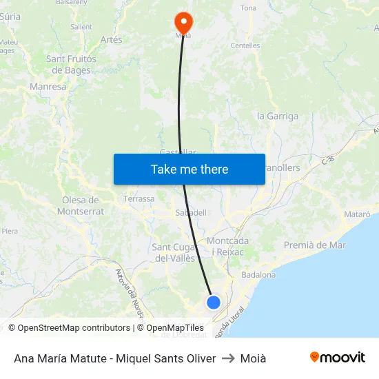 Ana María Matute - Miquel Sants Oliver to Moià map