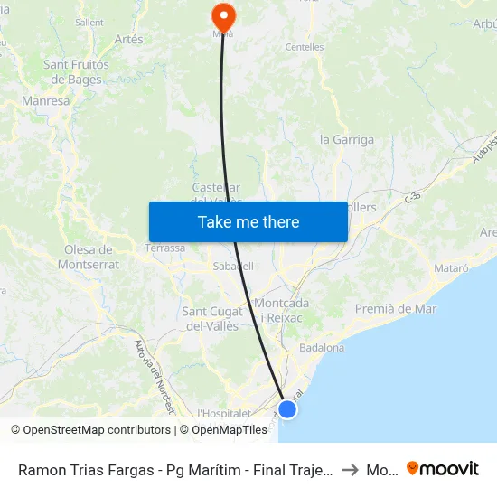 Ramon Trias Fargas - Pg Marítim - Final Trajecte to Moià map