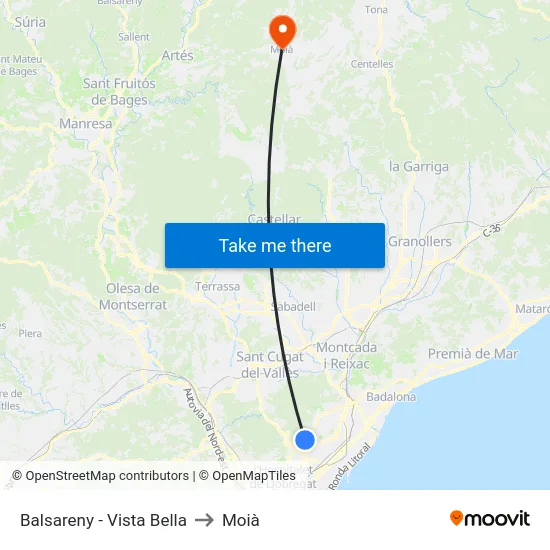 Balsareny - Vista Bella to Moià map