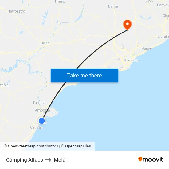 Càmping Alfacs to Moià map