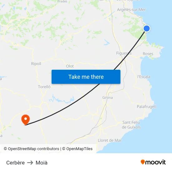 Cerbère to Moià map