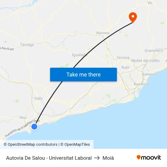 Autovia De Salou - Universitat Laboral to Moià map
