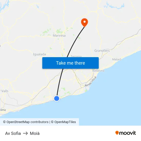 Av Sofia to Moià map