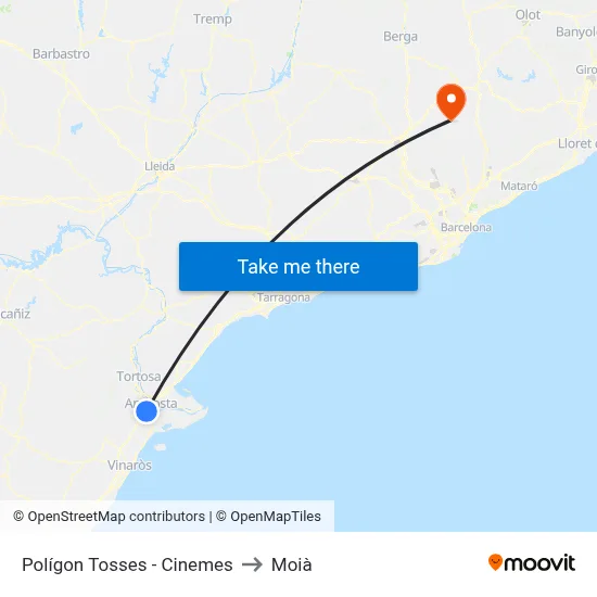 Polígon Tosses - Cinemes to Moià map
