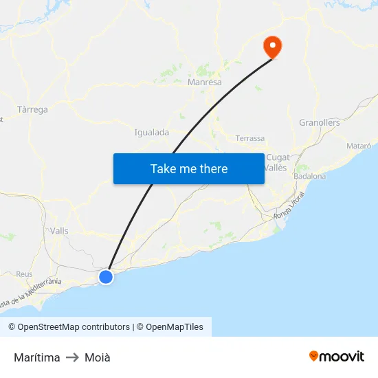 Marítima to Moià map