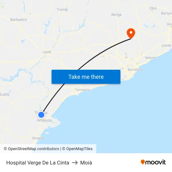Hospital Verge De La Cinta to Moià map