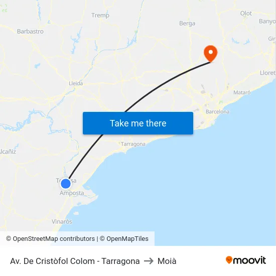 Av. De Cristòfol Colom - Tarragona to Moià map