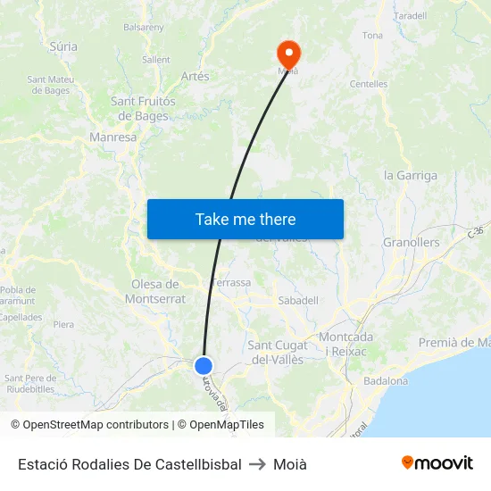 Estació Rodalies De Castellbisbal to Moià map