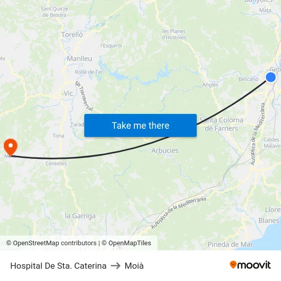 Hospital De Sta. Caterina to Moià map