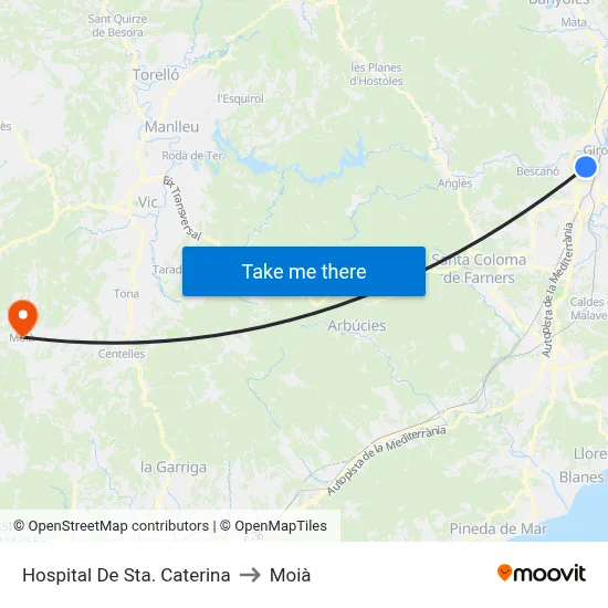 Hospital De Sta. Caterina to Moià map