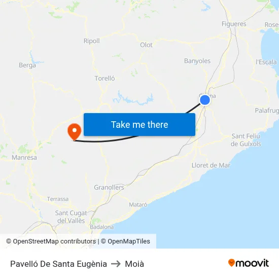 Pavelló De Santa Eugènia to Moià map