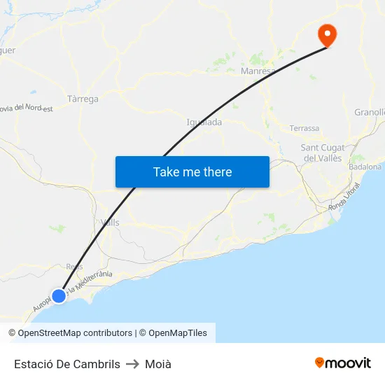 Estació De Cambrils to Moià map