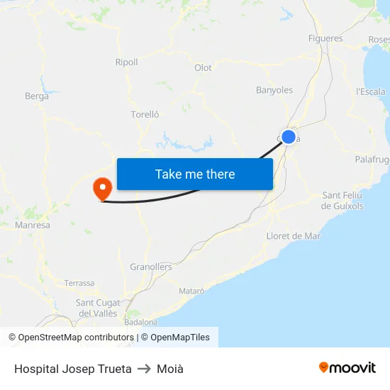 Hospital Josep Trueta to Moià map