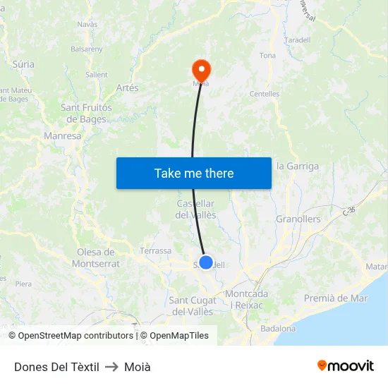 Dones Del Tèxtil to Moià map