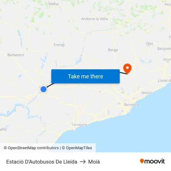 Estació D'Autobusos De Lleida to Moià map