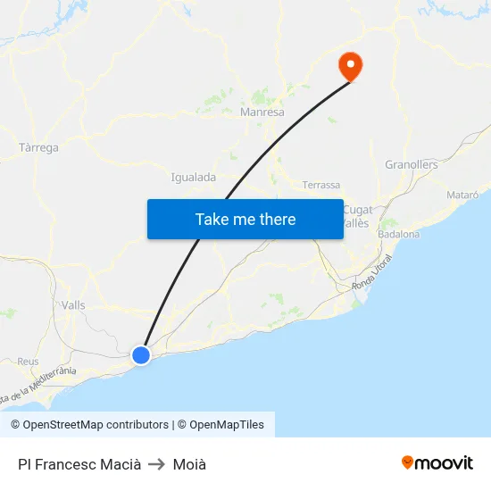 Pl Francesc Macià to Moià map