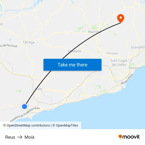 Reus to Moià map