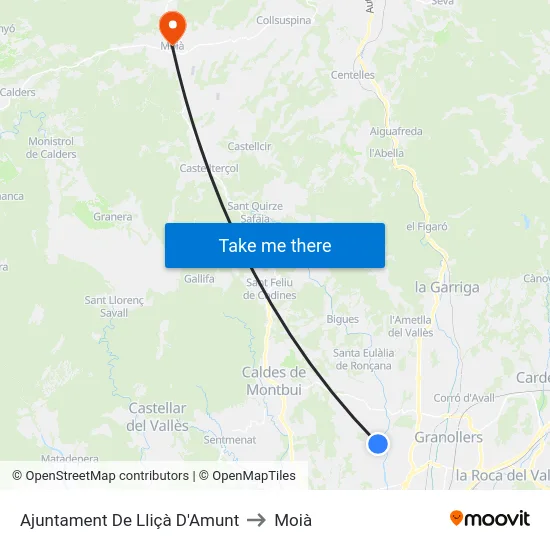 Ajuntament De Lliçà D'Amunt to Moià map