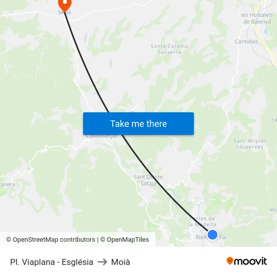 Pl. Viaplana - Església to Moià map