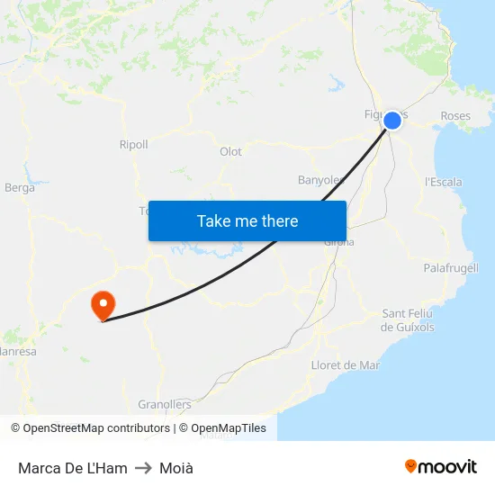 Marca De L'Ham to Moià map