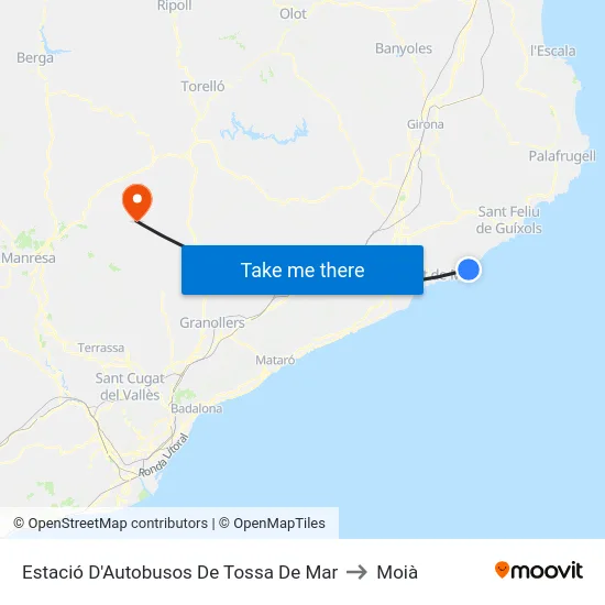 Estació D'Autobusos De Tossa De Mar to Moià map