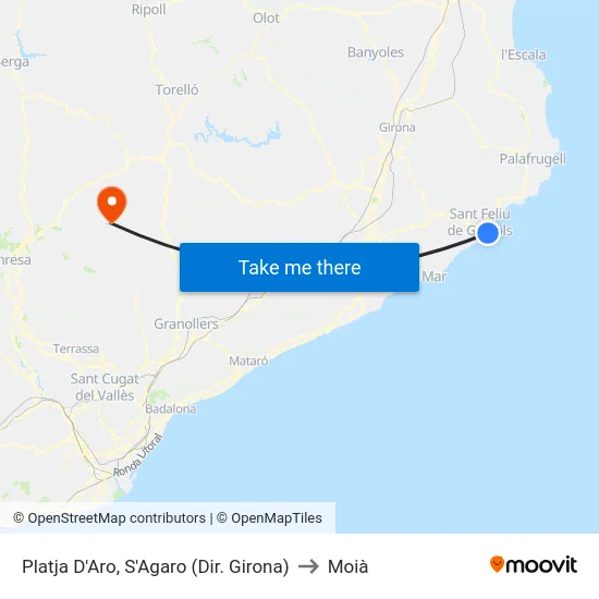 Platja D'Aro, S'Agaro (Dir. Girona) to Moià map