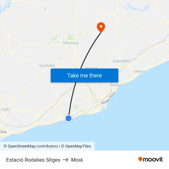 Estació Rodalies Sitges to Moià map