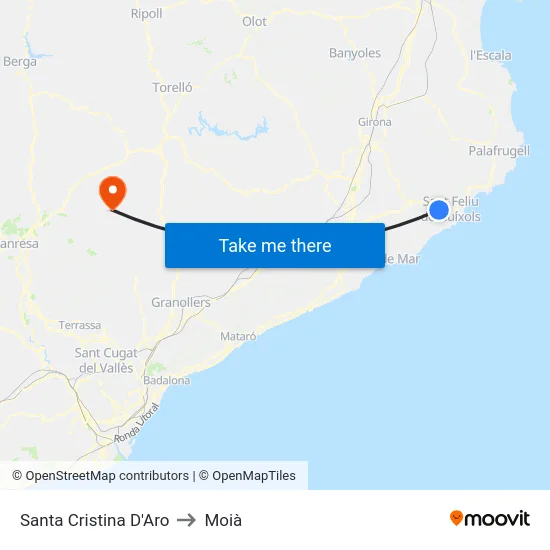 Santa Cristina D'Aro to Moià map