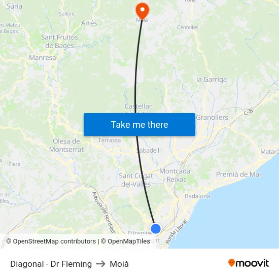 Diagonal - Dr Fleming to Moià map