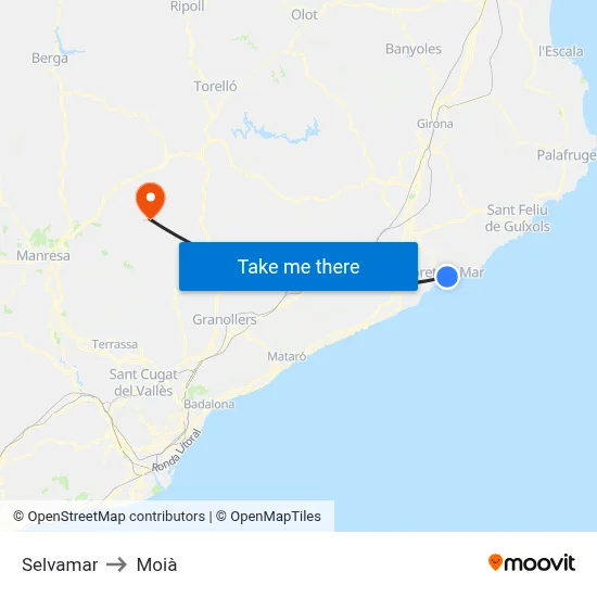 Selvamar to Moià map