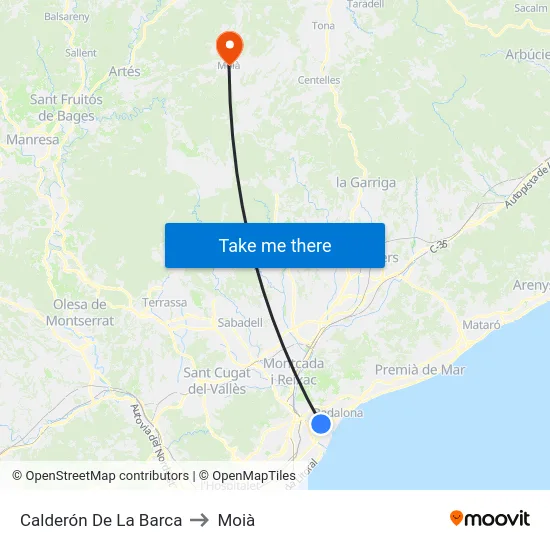 Calderón De La Barca to Moià map