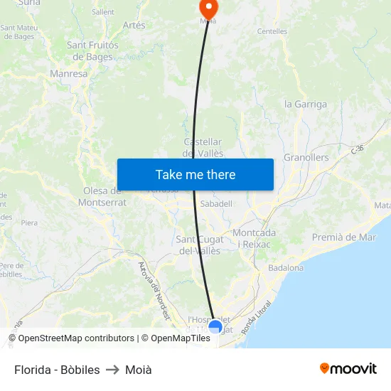 Florida - Bòbiles to Moià map