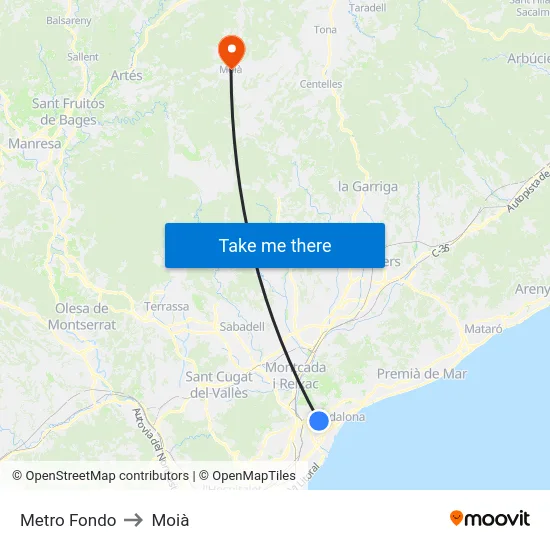 Metro Fondo to Moià map