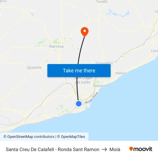 Santa Creu De Calafell - Ronda Sant Ramon to Moià map
