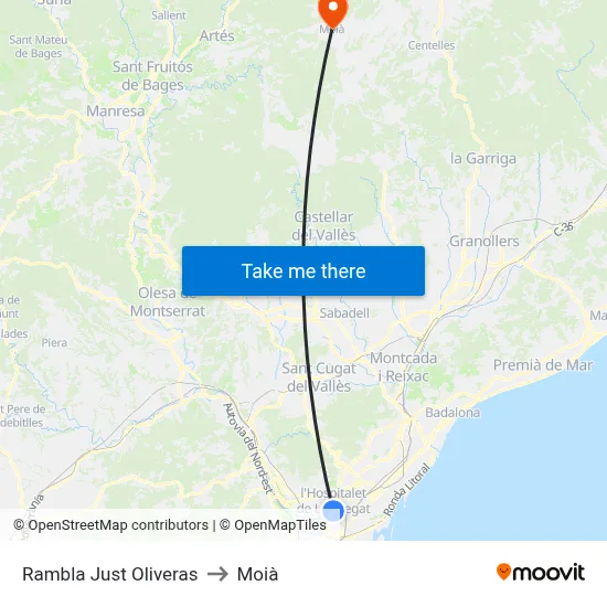 Rambla Just Oliveras to Moià map