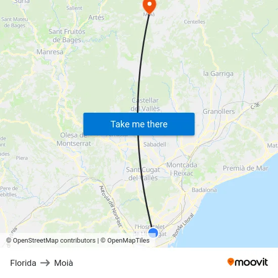 Florida to Moià map