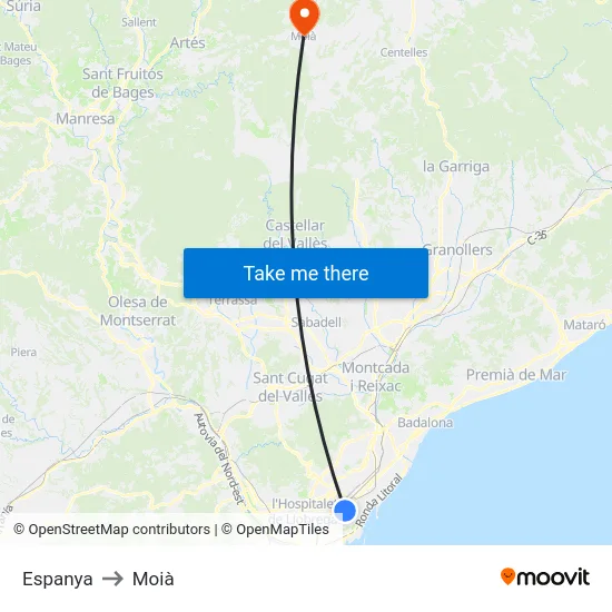 Espanya to Moià map