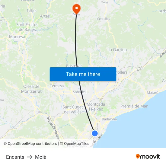 Encants to Moià map