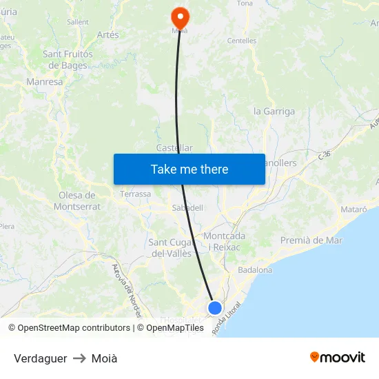 Verdaguer to Moià map