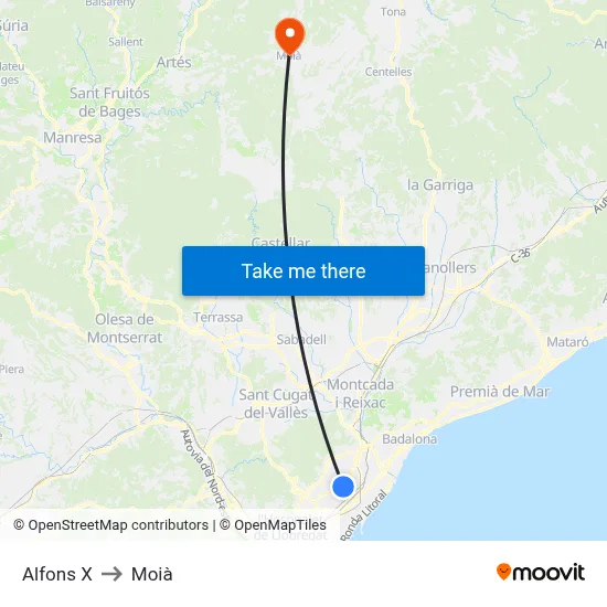 Alfons X to Moià map